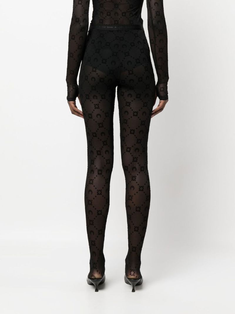 Black Monogram Flocked Mesh Tights