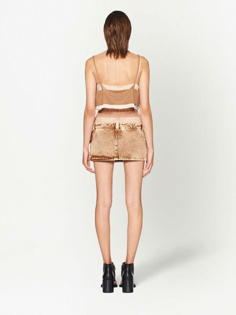 Brown Cargo Mini Skirt
