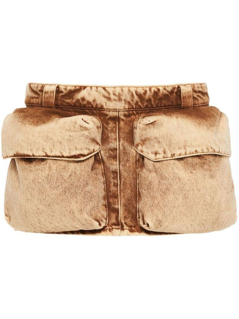 Brown Cargo Mini Skirt