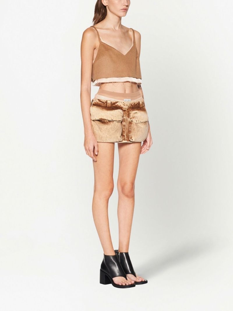 Brown Cargo Mini Skirt