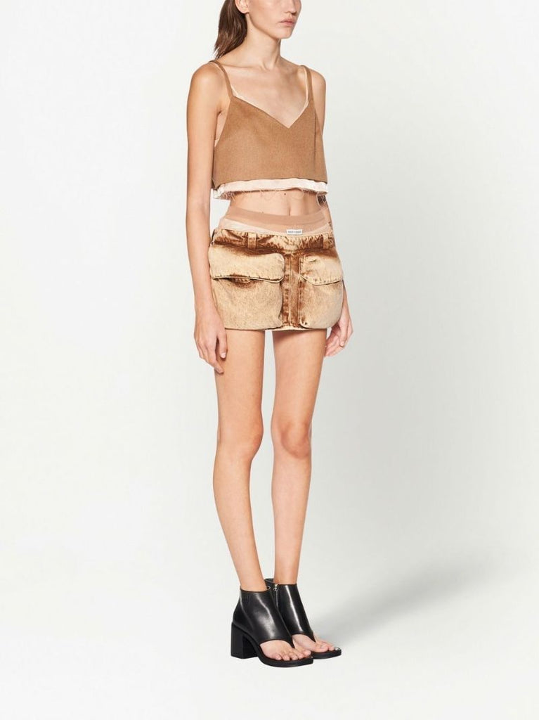 Brown Cargo Mini Skirt