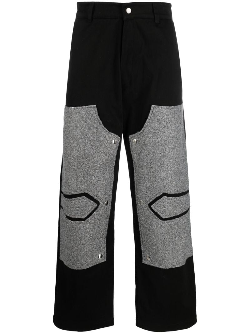Black Double-knee Straight-leg Trousers