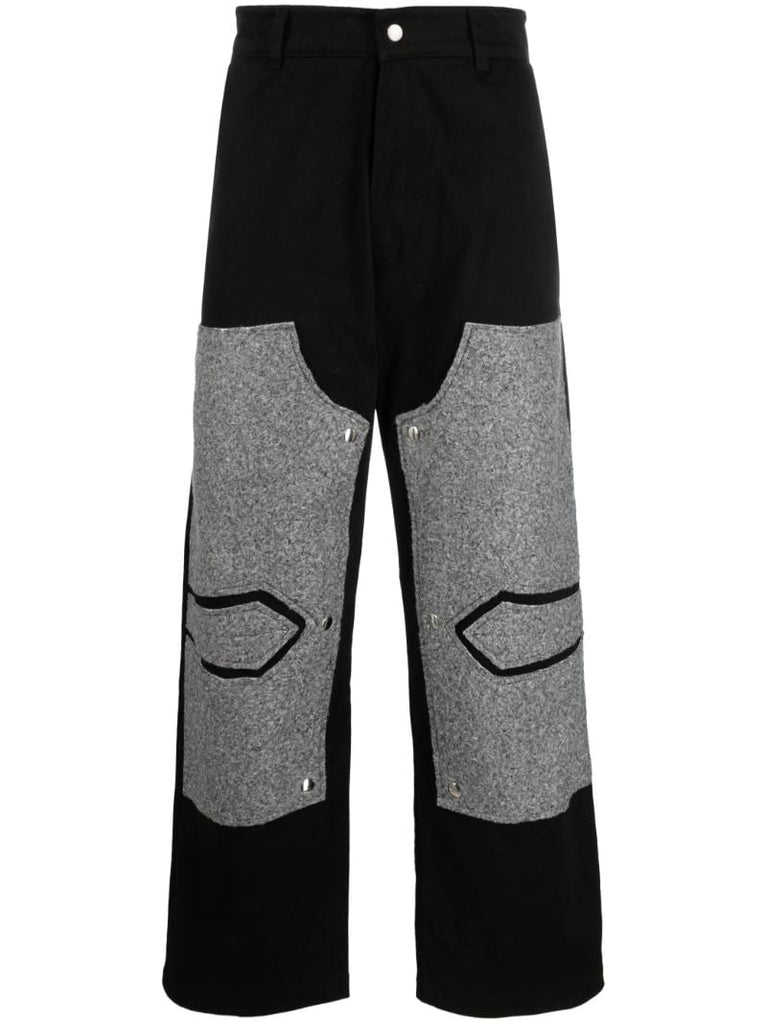 Black Double-knee Straight-leg Trousers