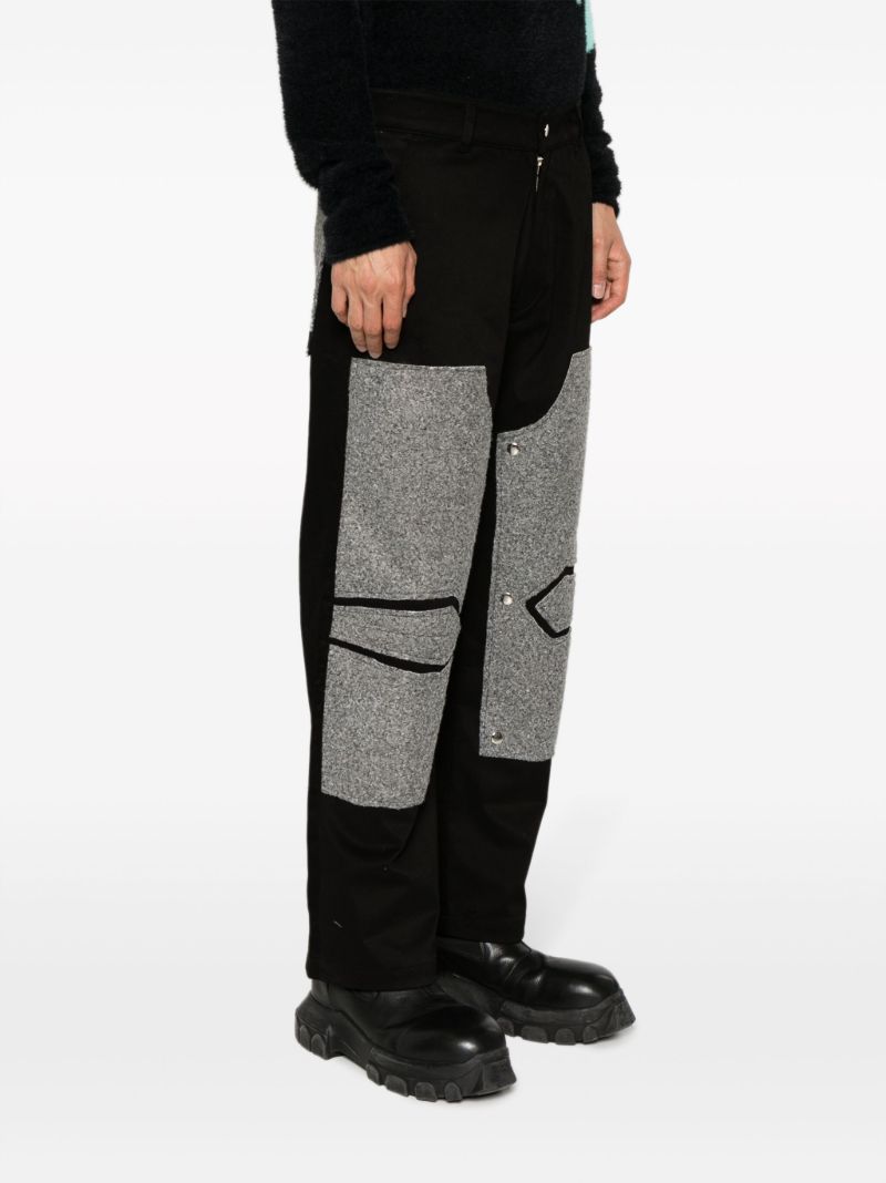 Black Double-knee Straight-leg Trousers