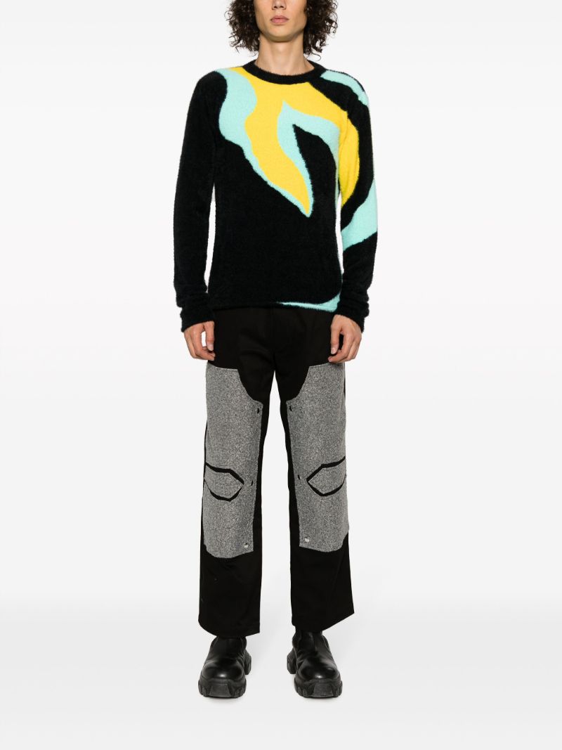 Black Double-knee Straight-leg Trousers