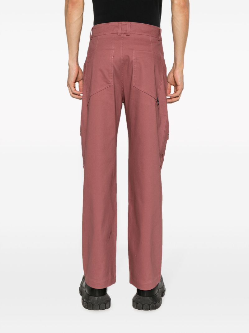 Pink Double Laser-cut Straight-leg Trousers
