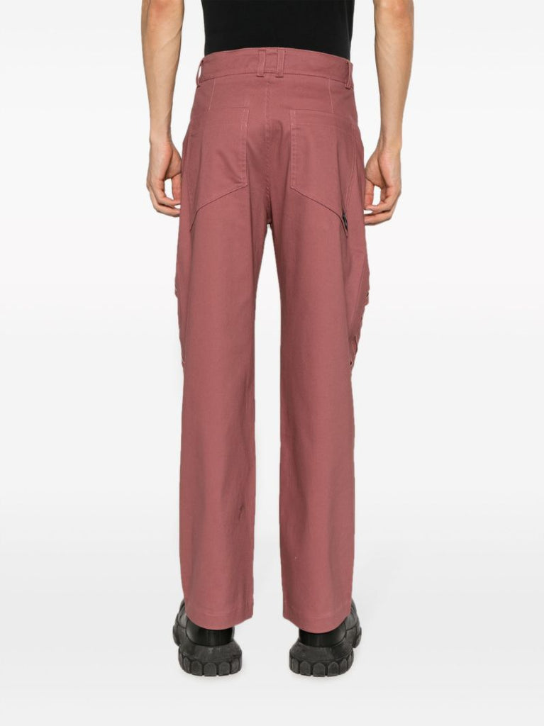 Pink Double Laser-cut Straight-leg Trousers