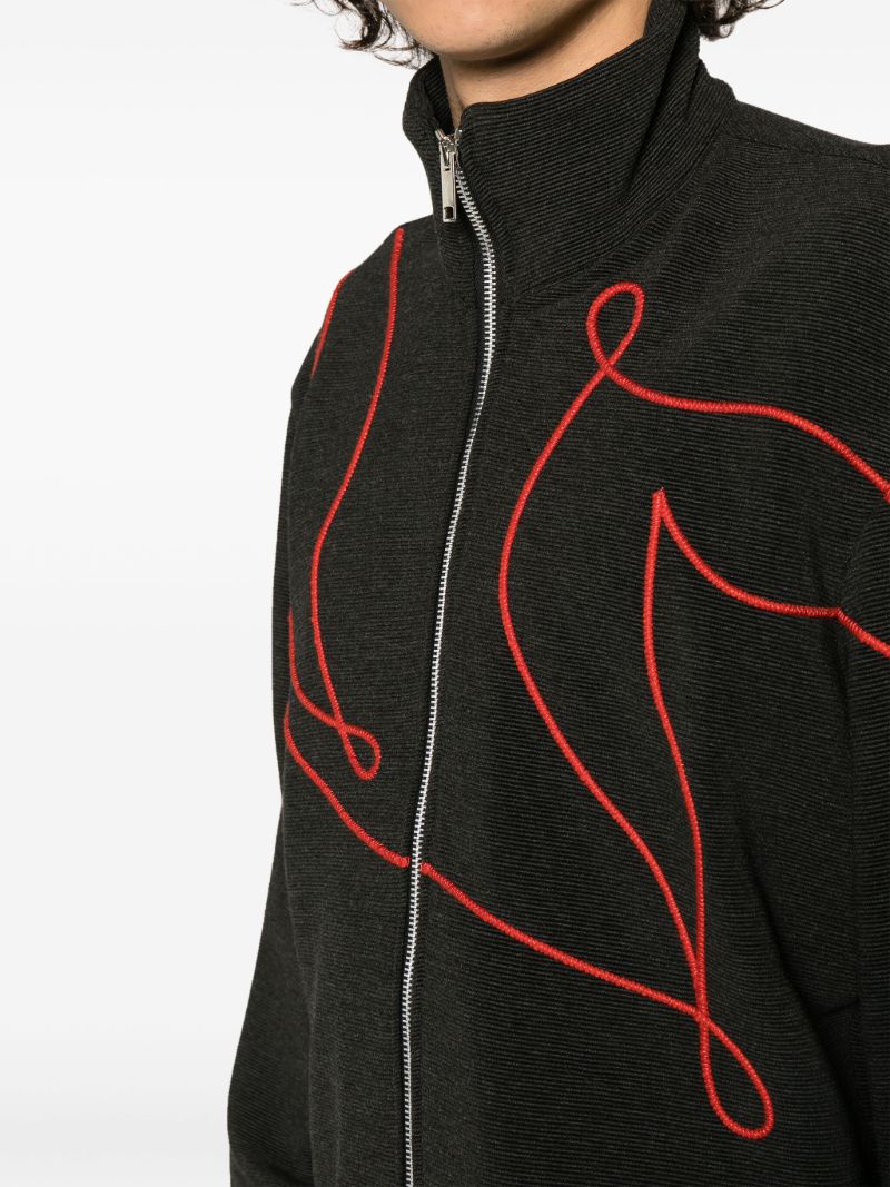 Black O'keefe Embroidered Bomber Jacket