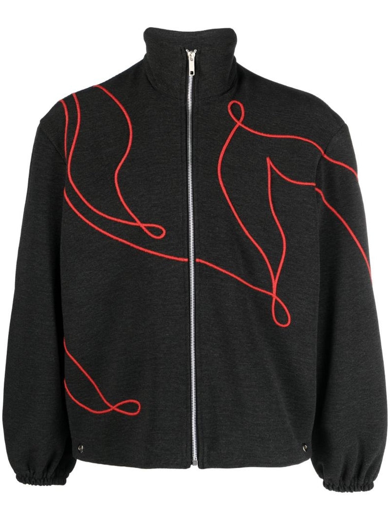 Black O'keefe Embroidered Bomber Jacket