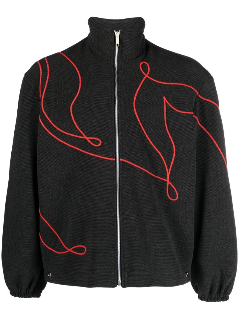 Black O'keefe Embroidered Bomber Jacket
