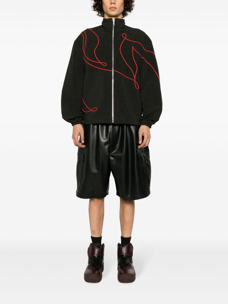 Black O'keefe Embroidered Bomber Jacket