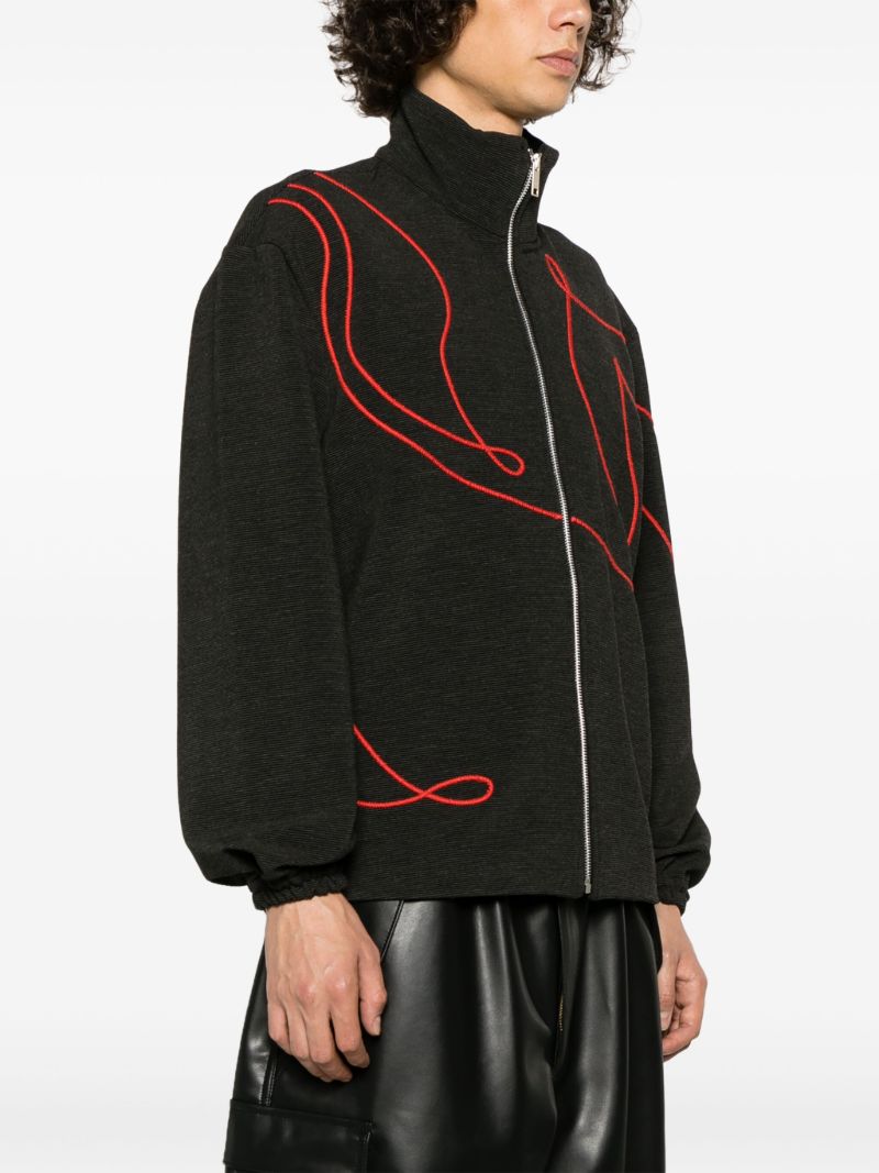 Black O'keefe Embroidered Bomber Jacket