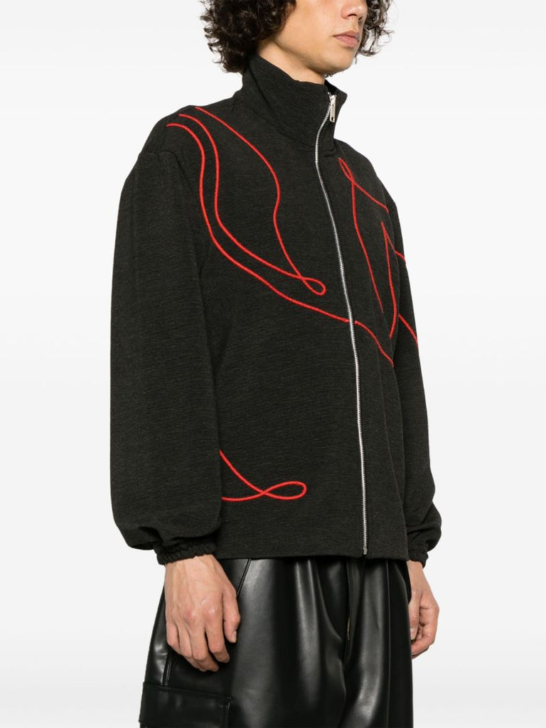 Black O'keefe Embroidered Bomber Jacket