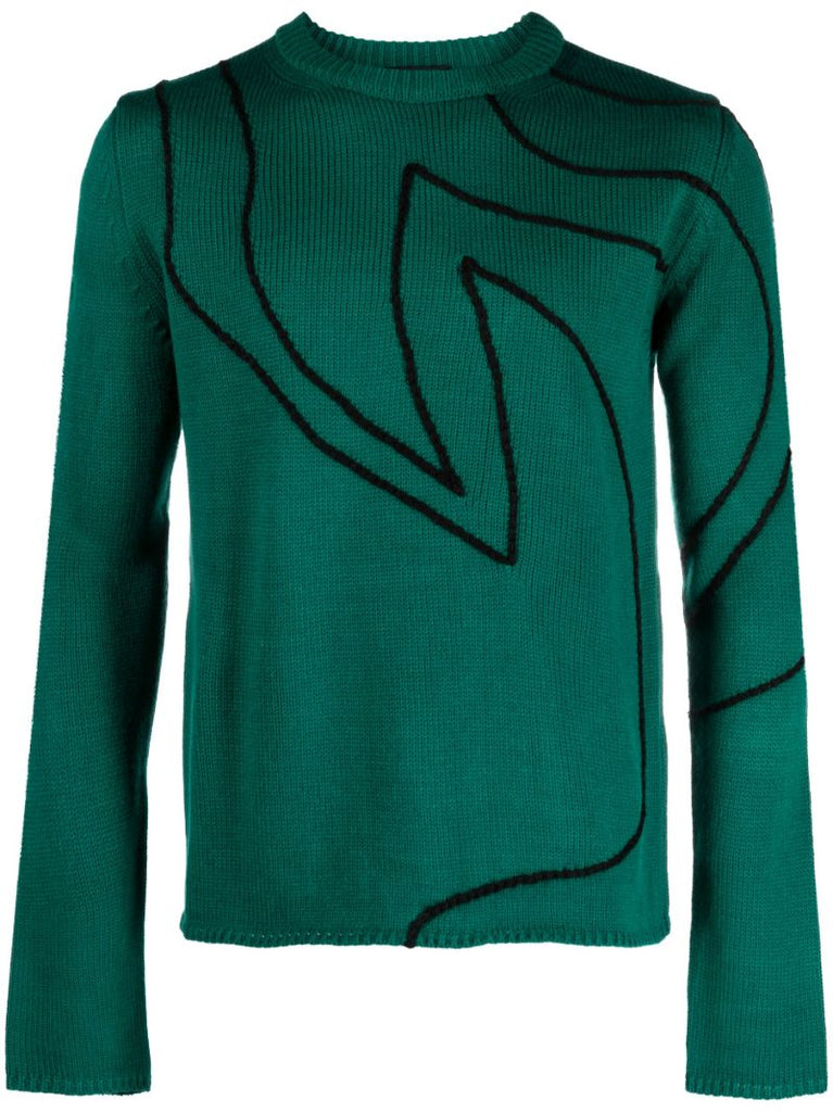 Green Okeefe Embroidered Sweater