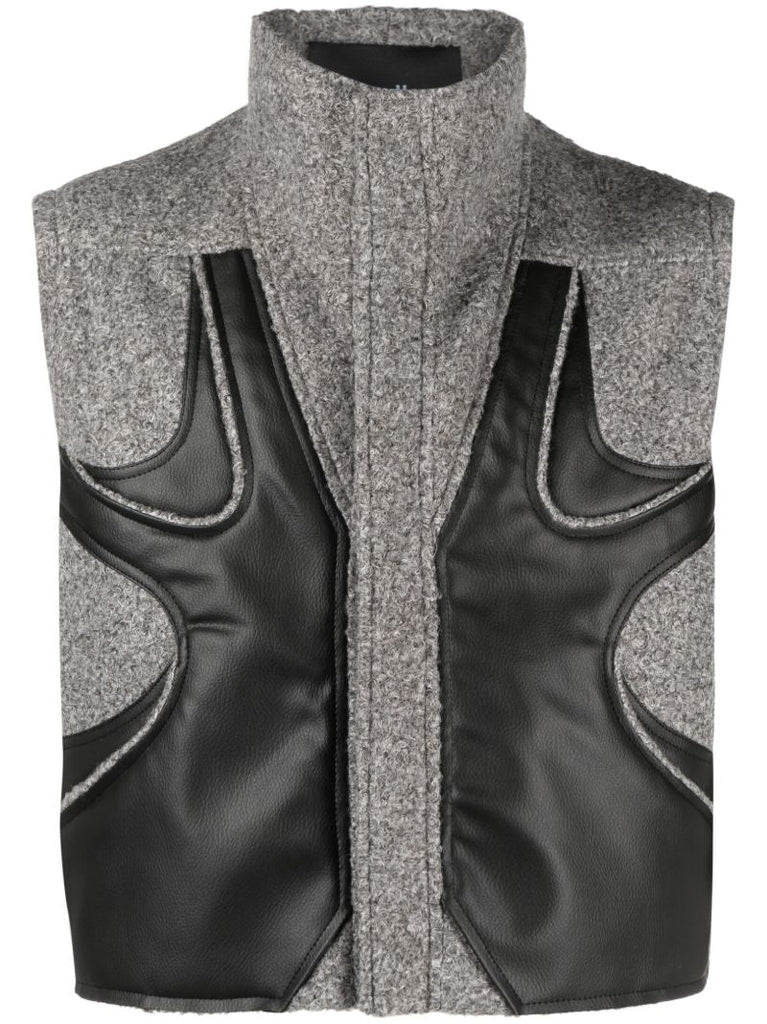 Grey Funnel Neck Panelled Gilet