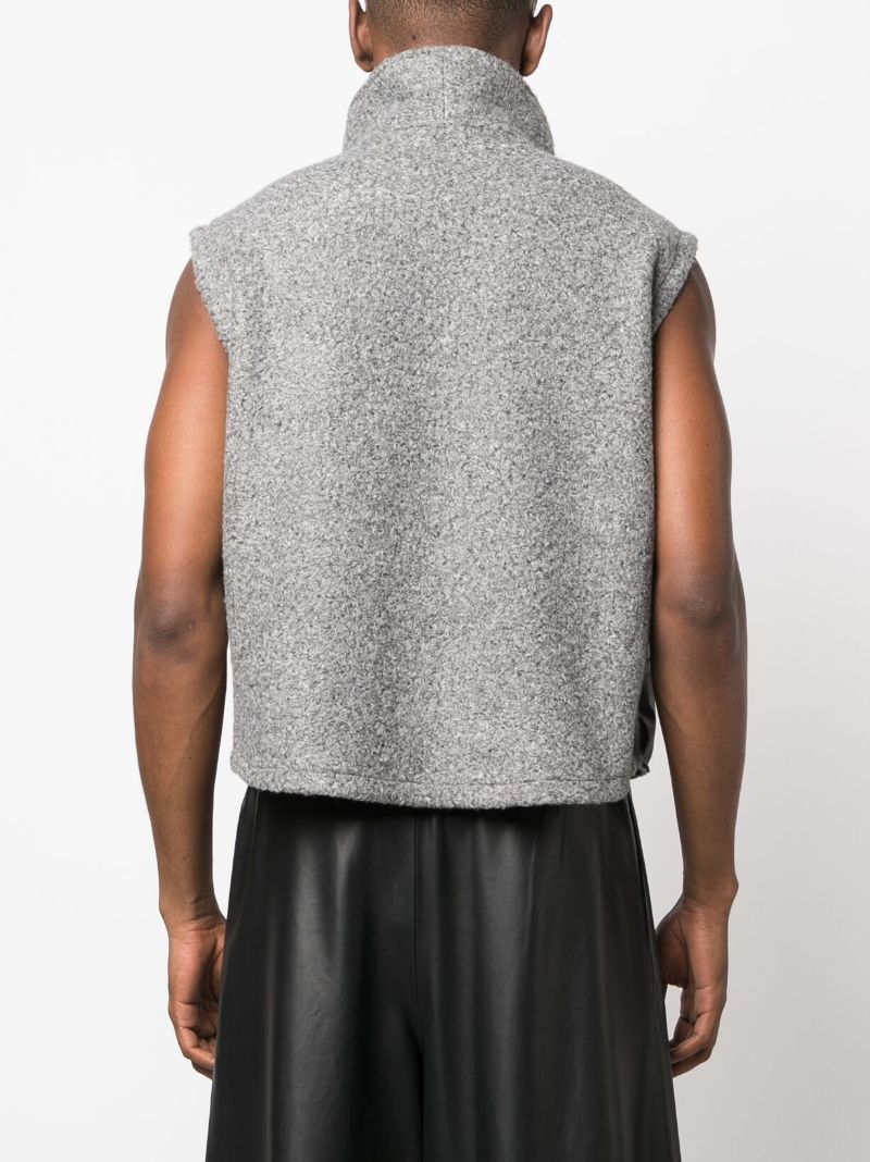 Grey Funnel Neck Panelled Gilet