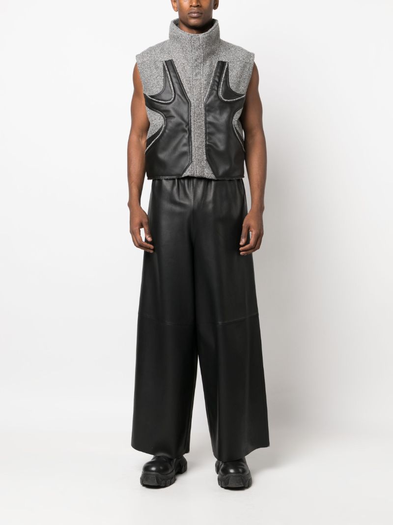 Grey Funnel Neck Panelled Gilet