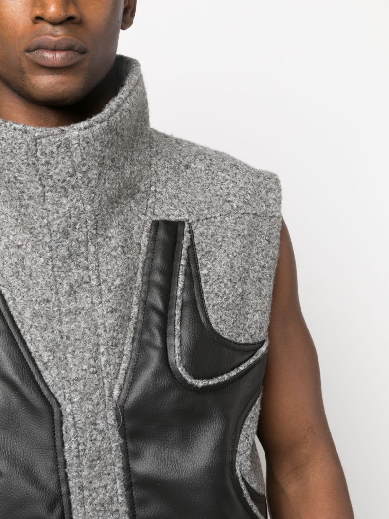 Grey Funnel Neck Panelled Gilet