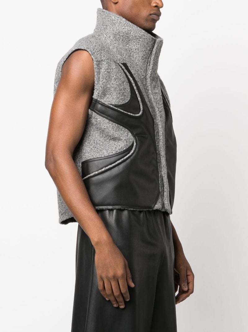 Grey Funnel Neck Panelled Gilet