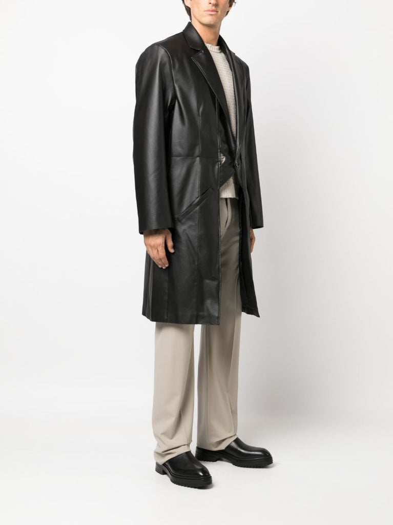 Black Juke Box Faux-leather Coat