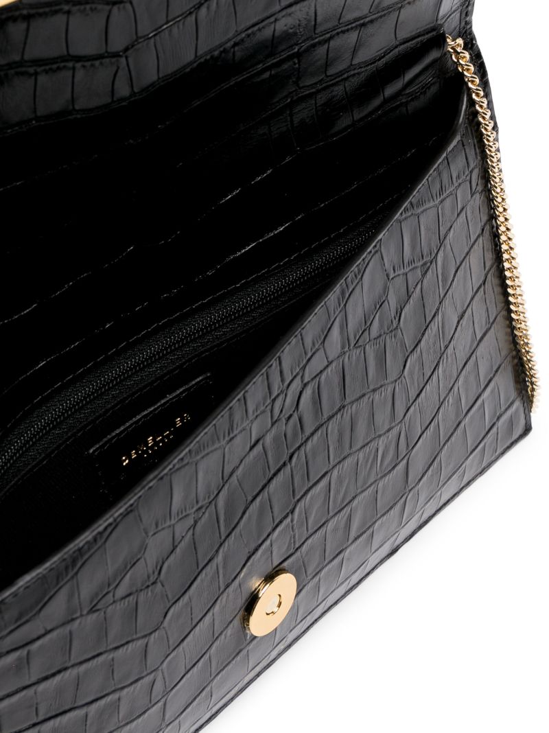 Black London Crocodile-embossed Shoulder Bag