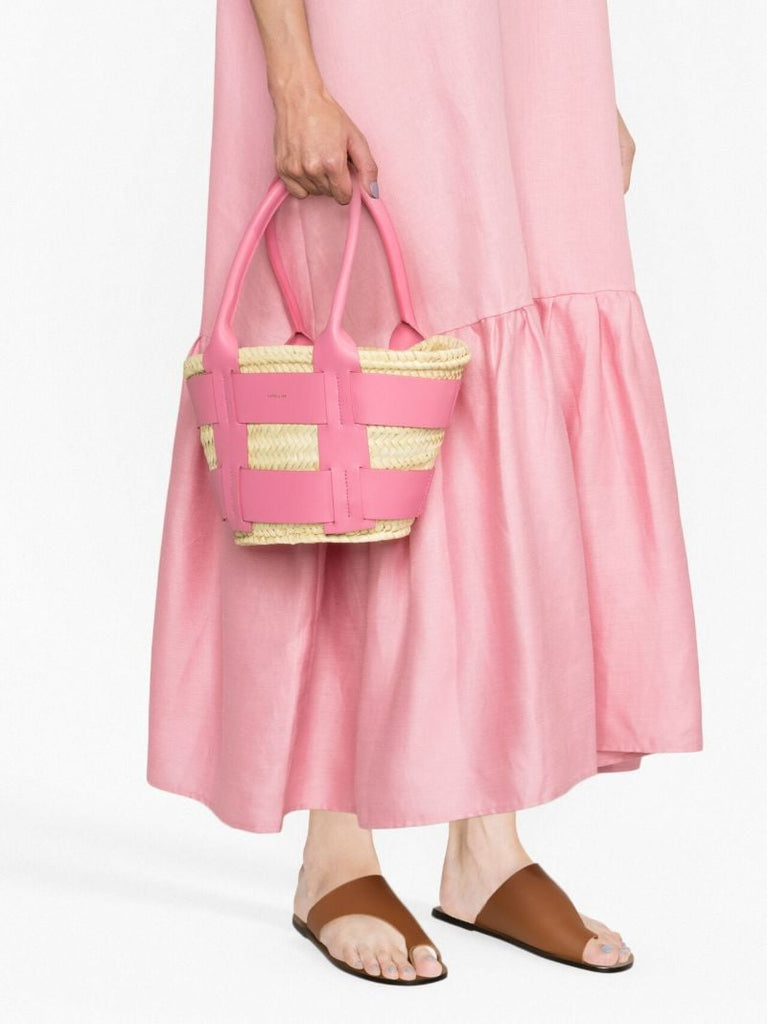 Pink Santorini Raffia Tote Bag