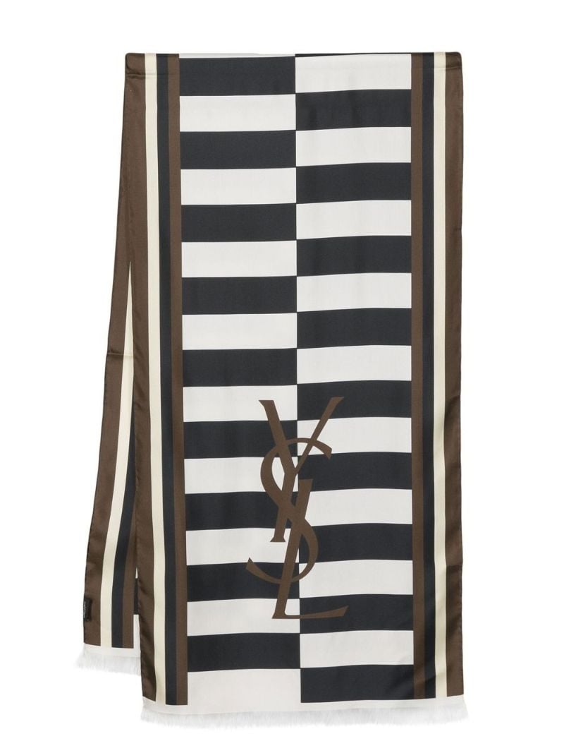 Neutral Cassandre Striped Silk Scarf
