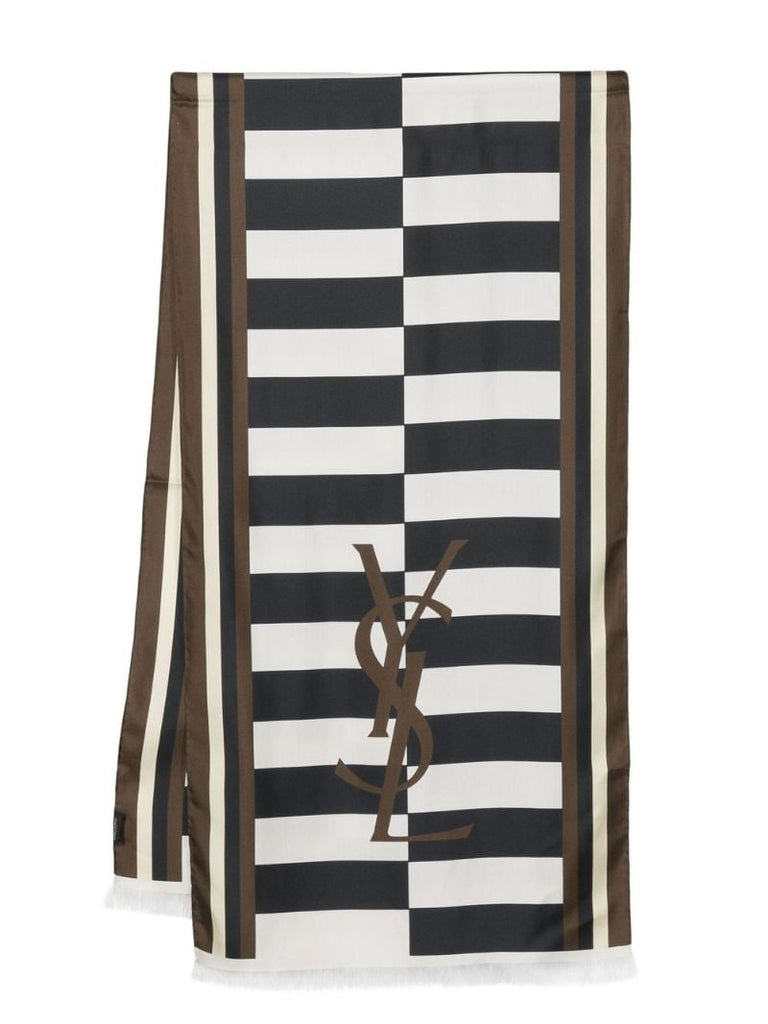 Neutral Cassandre Striped Silk Scarf