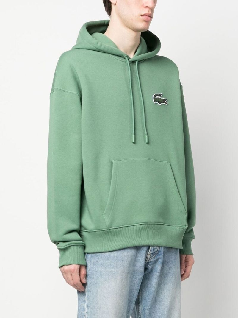 Green Logo Print Cotton Hoodie