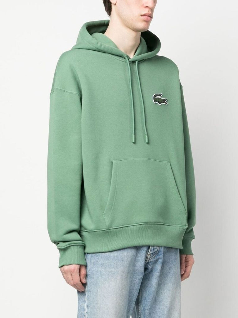 Green Logo Print Cotton Hoodie