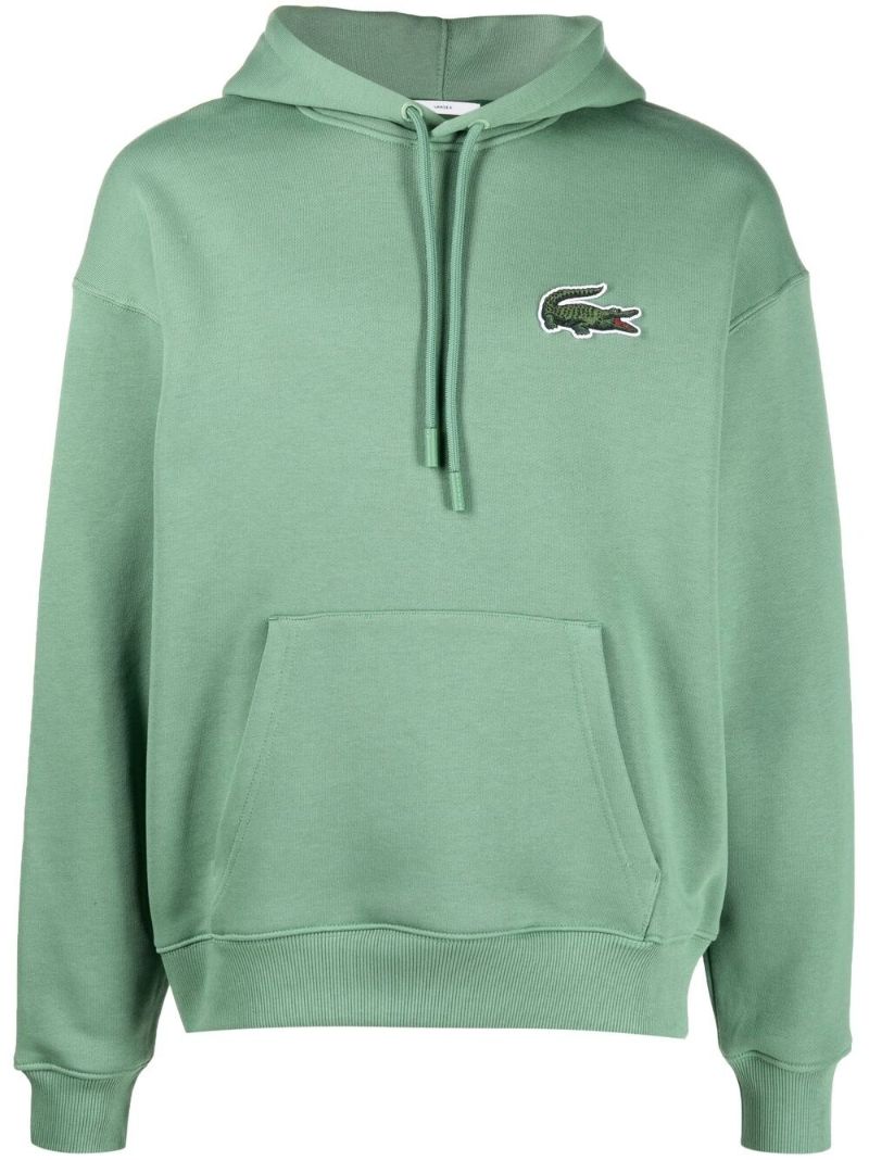Green Logo Print Cotton Hoodie