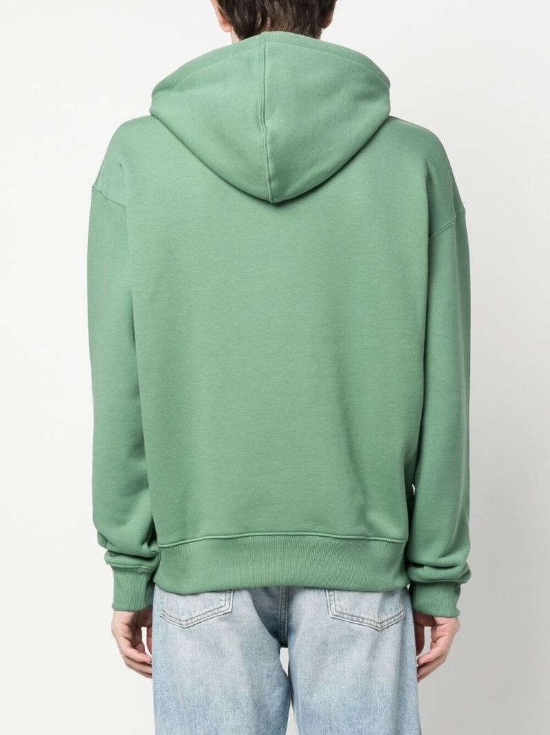 Green Logo Print Cotton Hoodie