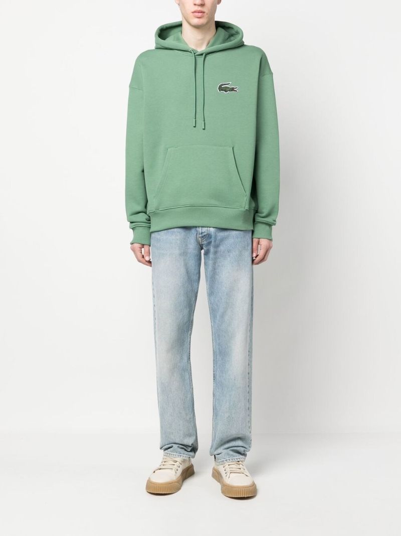 Green Logo Print Cotton Hoodie