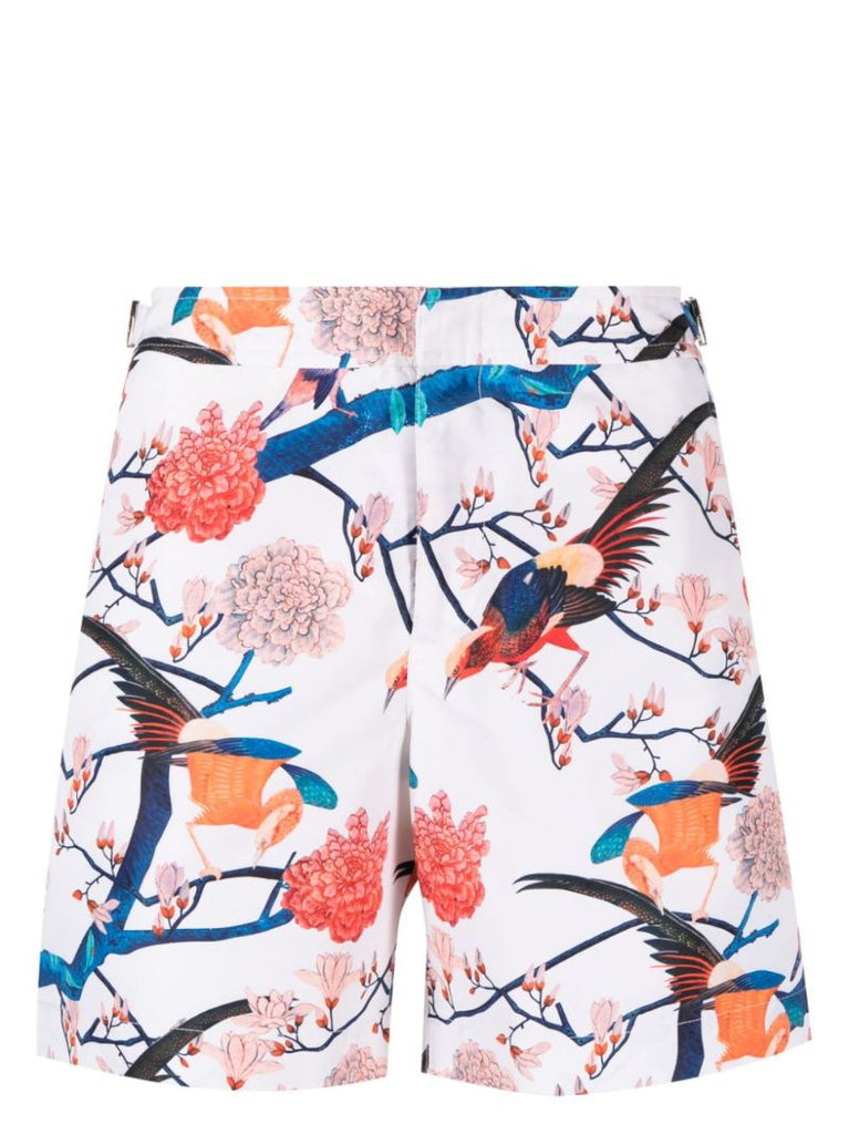 White Bulldog Graphic Print Swim Shorts
