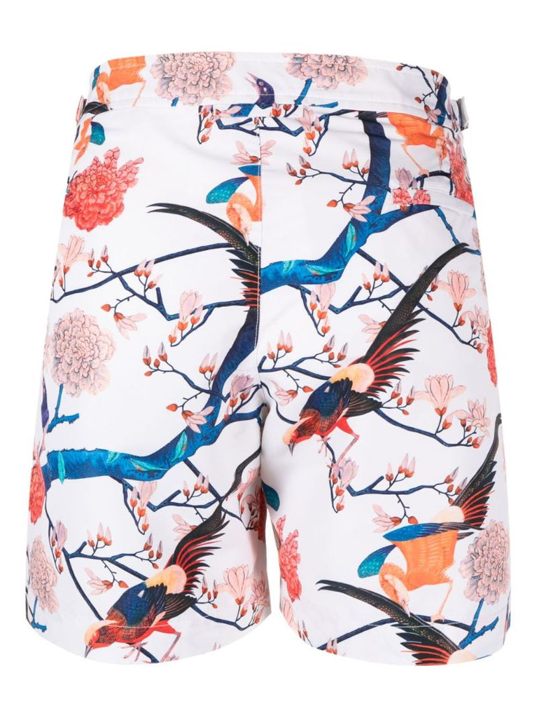 White Bulldog Graphic Print Swim Shorts