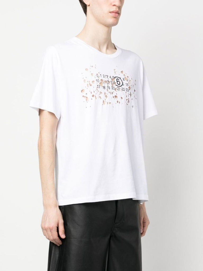 White Numbers Logo Cotton T-shirt