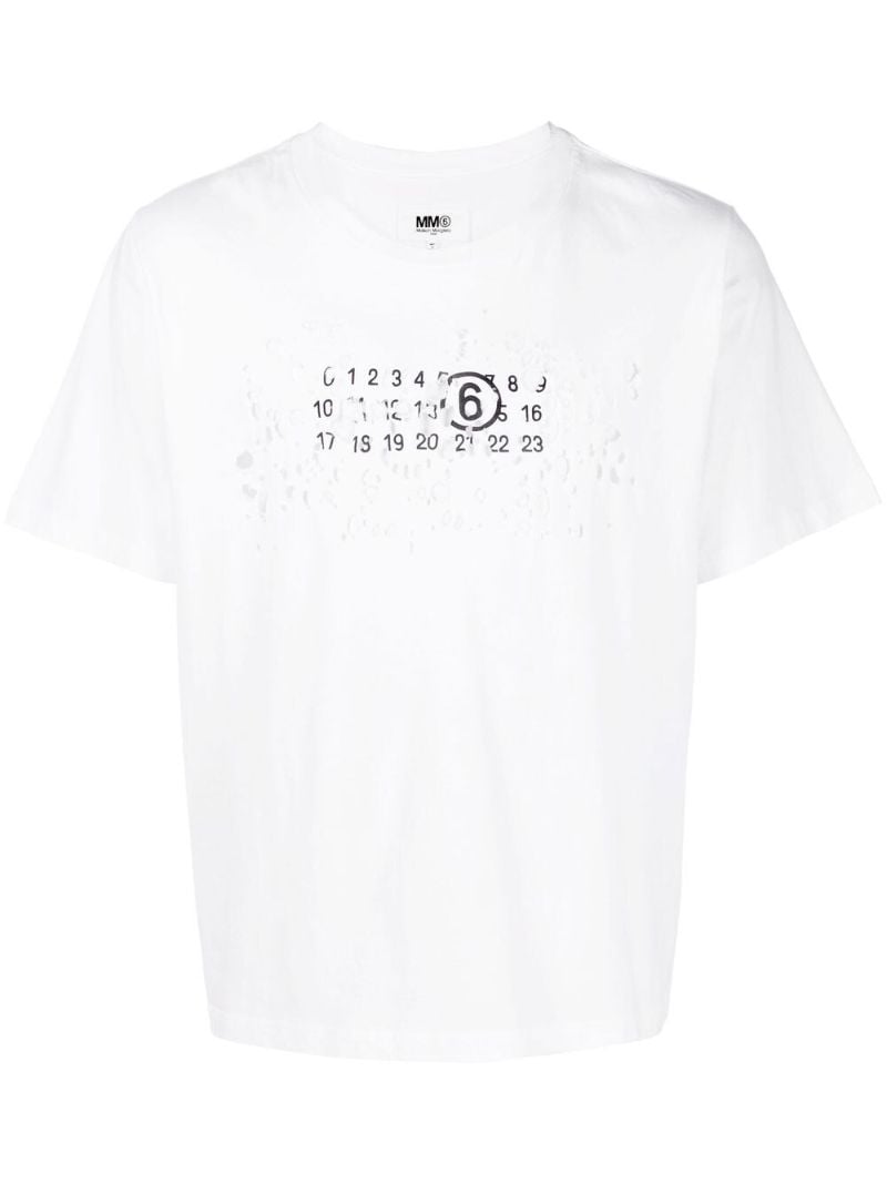 White Numbers Logo Cotton T-shirt