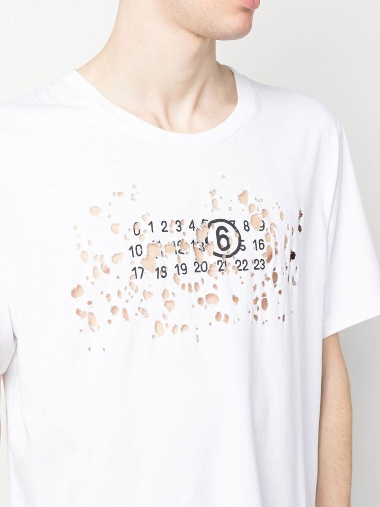 White Numbers Logo Cotton T-shirt