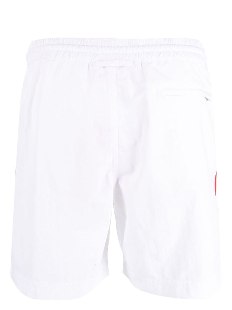 White Striped Drawstring Swim Shorts