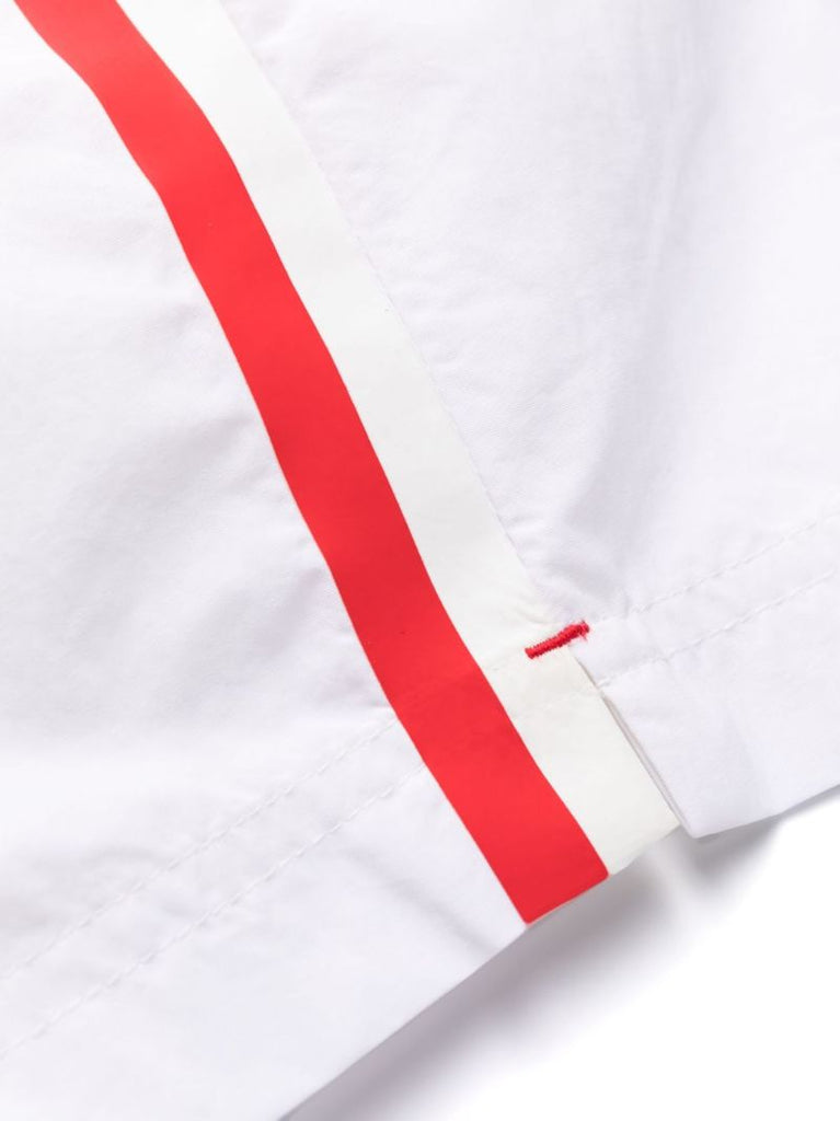 White Striped Drawstring Swim Shorts