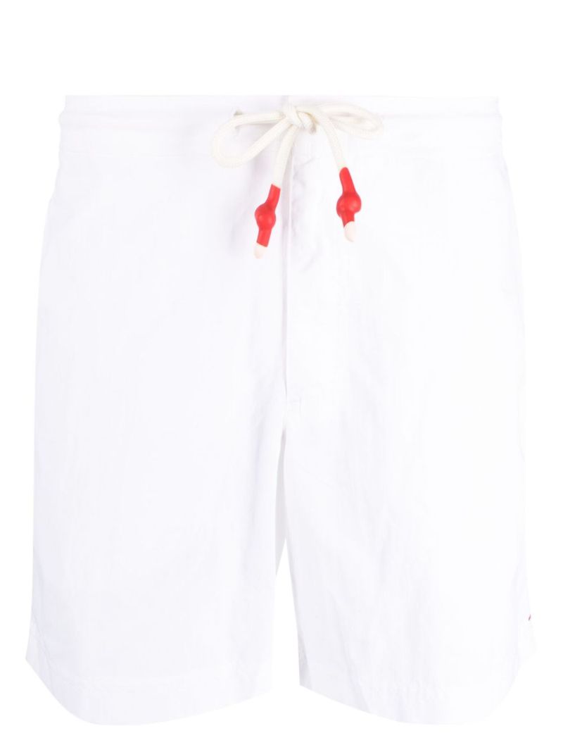 White Striped Drawstring Swim Shorts