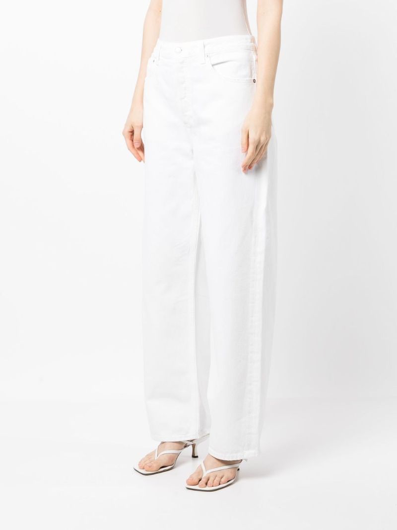 White Low Slung Wide-leg Jeans