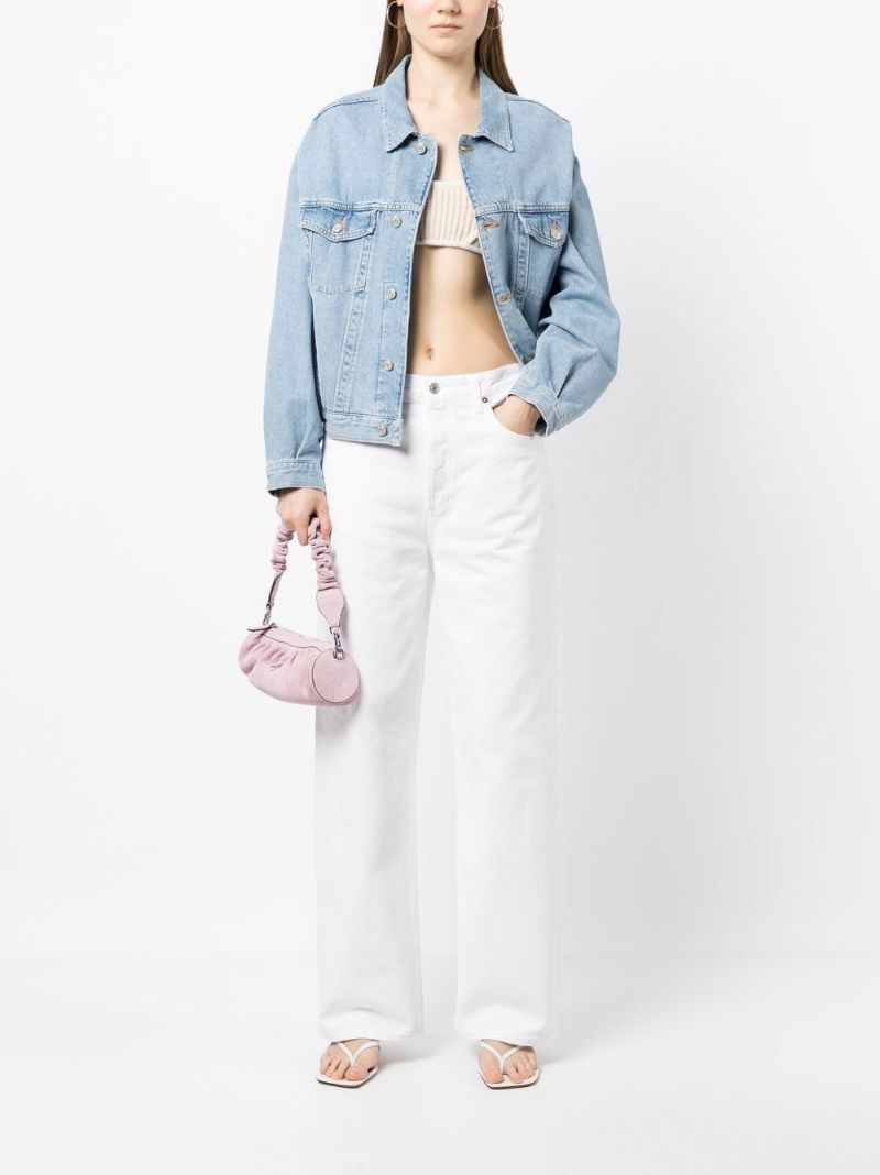 White Low Slung Wide-leg Jeans