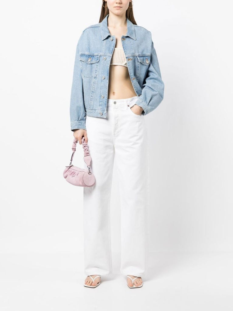 White Low Slung Wide-leg Jeans