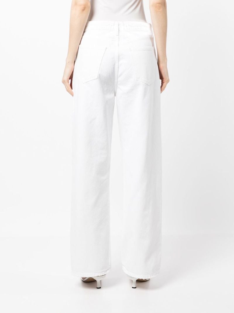 White Low Slung Wide-leg Jeans