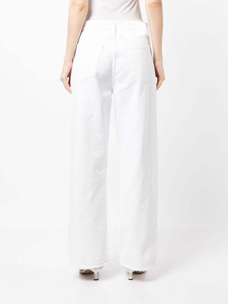 White Low Slung Wide-leg Jeans