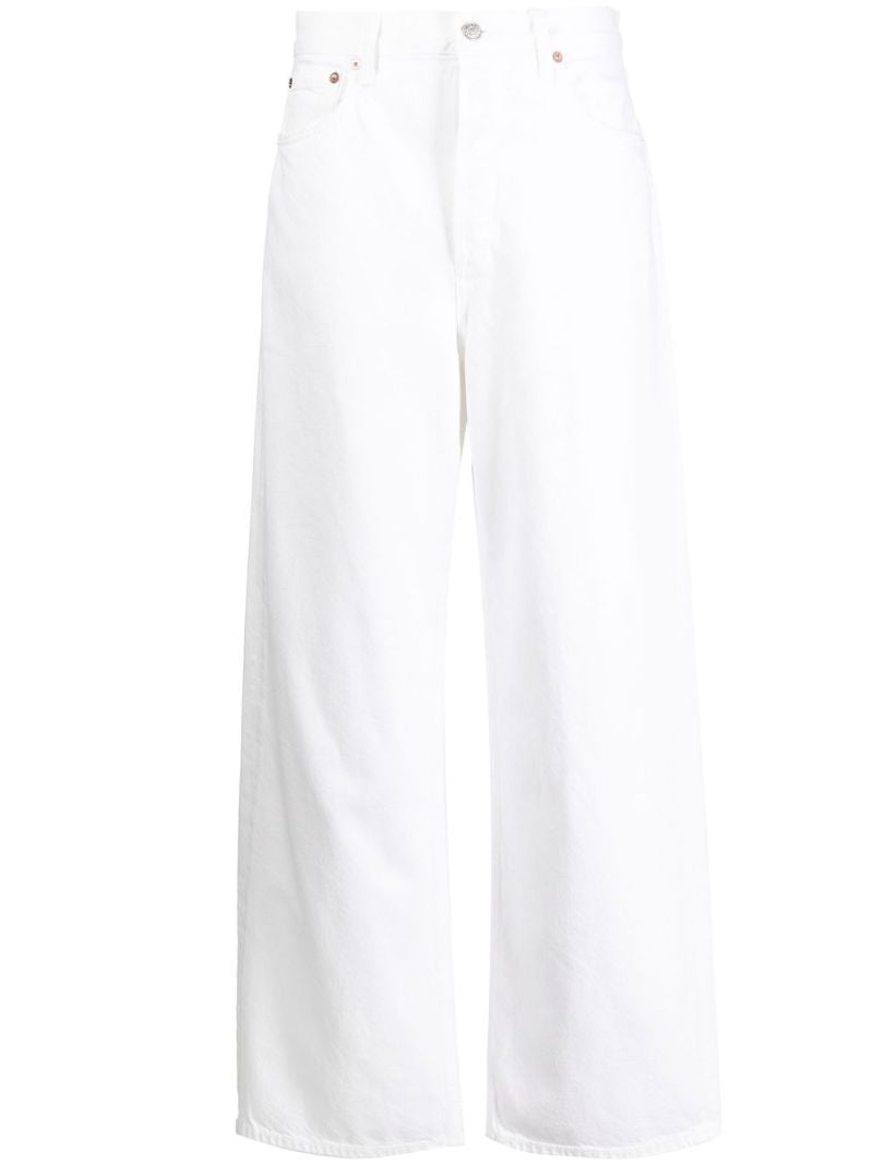 White Low Slung Wide-leg Jeans