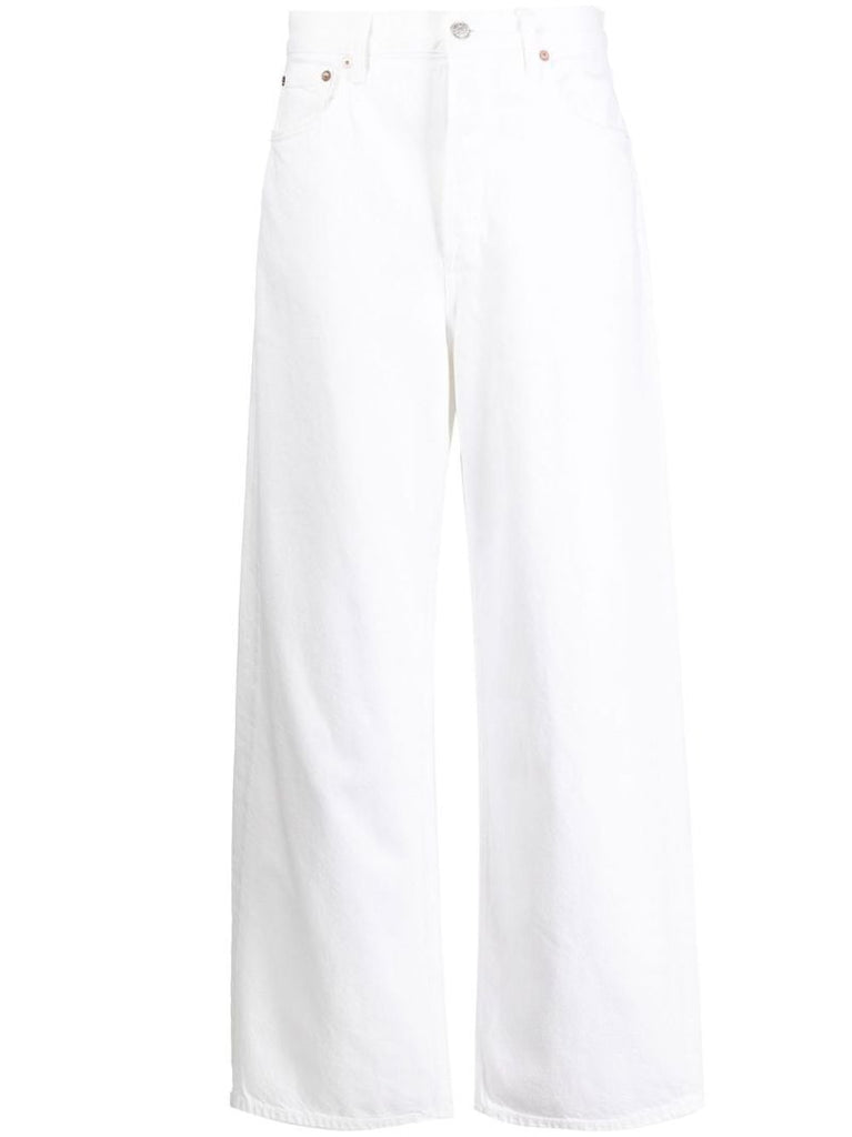 White Low Slung Wide-leg Jeans