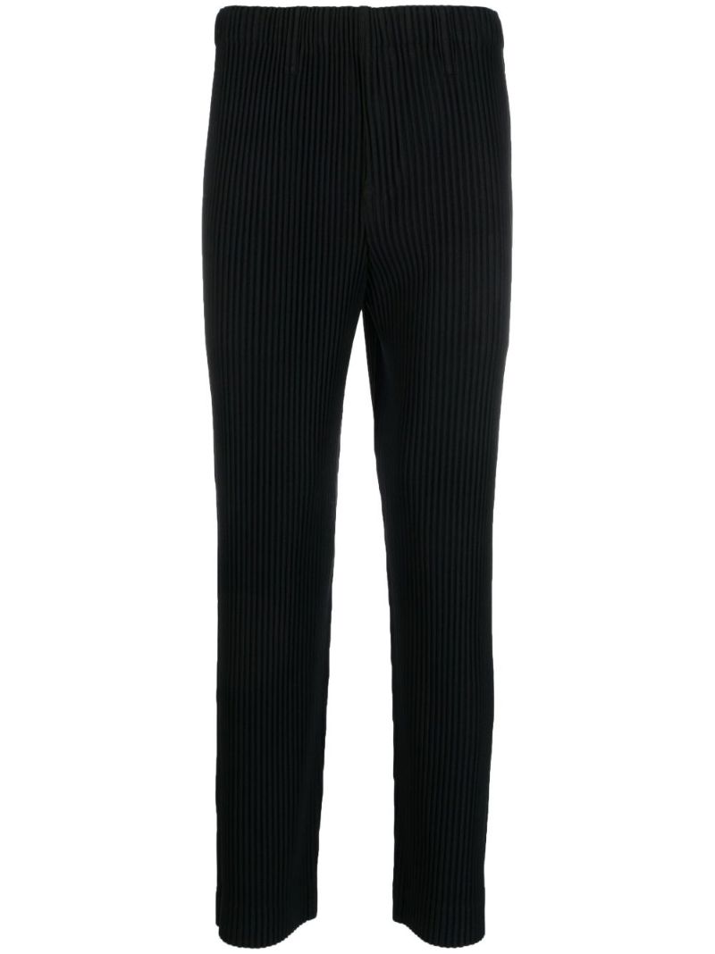 Black Micro Pleat Slim Trousers