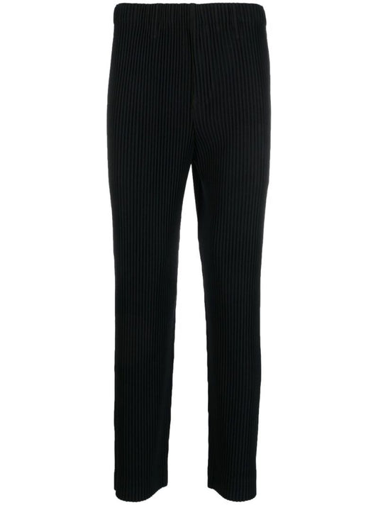 Black Micro Pleat Slim Trousers